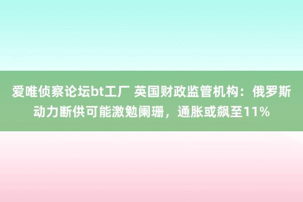 爱唯侦察论坛bt工厂 英国财政监管机构：俄罗斯动力断供可能激勉阑珊，通胀或飙至11%