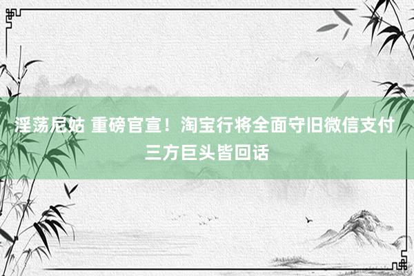 淫荡尼姑 重磅官宣！淘宝行将全面守旧微信支付 三方巨头皆回话