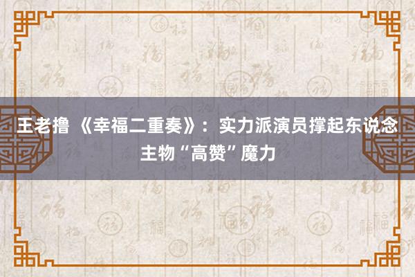 王老撸 《幸福二重奏》：实力派演员撑起东说念主物“高赞”魔力