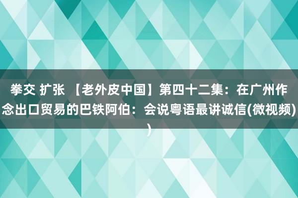 拳交 扩张 【老外皮中国】第四十二集：在广州作念出口贸易的巴铁阿伯：会说粤语最讲诚信(微视频)